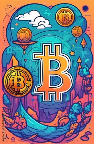 bitcoin cryptocurrency. logo Bitcoin concept. Cryptocurrency logo sign. Digital money. Blockchain, finance symbol. Flat style illustration