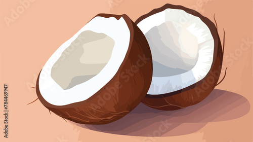 Organic half coconut icon. Isometric of organic hal