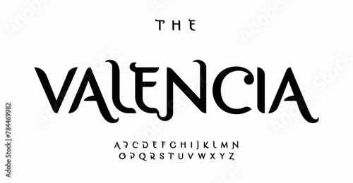 Elegant serif font with unique curves and stylish flair. Perfect for high-end brand identity, luxury product packaging, magazine layouts. Modern, sophisticated type design. Vector illustration