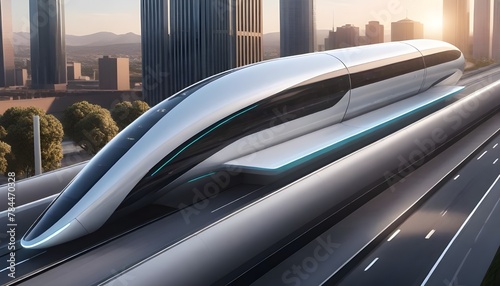 high-speed hyperloop transit network, futuristic train photo