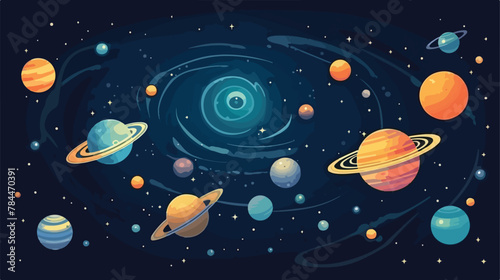 Outer space background .. 2d flat cartoon vactor illustration © Hyper