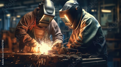 industrial welding team in action