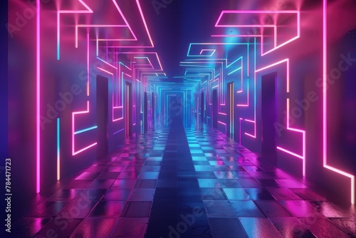 Surreal 3D maze endless corridors photo