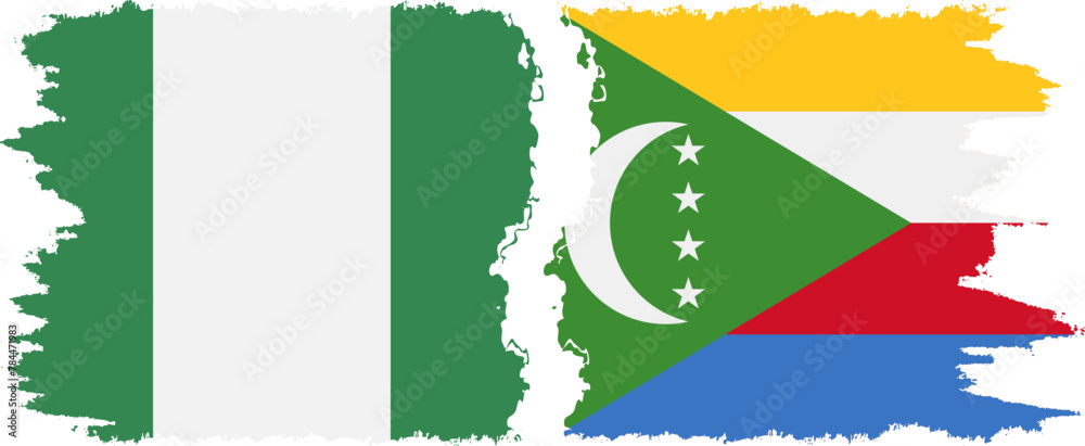 Comoros and Nigeria grunge flags connection vector Comoros and Nigeria grunge flags connection vector