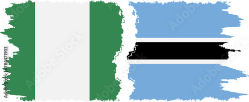Botswana and Nigeria   grunge flags connection vector