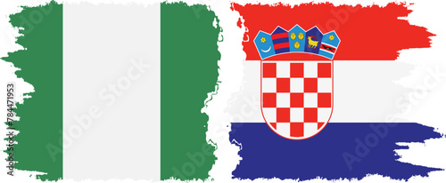 Croatia and Nigeria   grunge flags connection vector photo