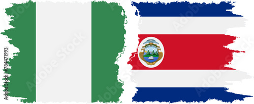 Costa Rica and Nigeria grunge flags connection vector