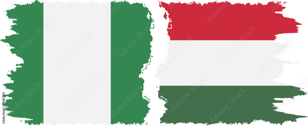 Hungary and Nigeria grunge flags connection vector Hungary and Nigeria grunge flags connection vector