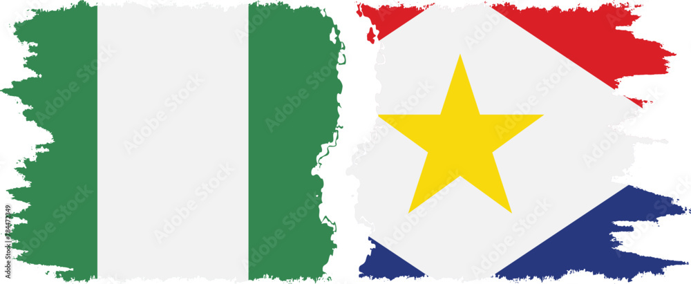 Saba and Nigeria grunge flags connection vector Saba and Nigeria grunge flags connection vector