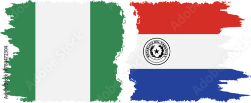 Paraguay and Nigeria   grunge flags connection vector