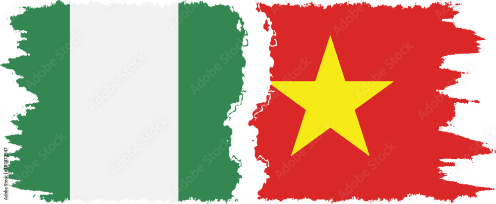 Vietnam and Nigeria grunge flags connection vector Vietnam and Nigeria grunge flags connection vector