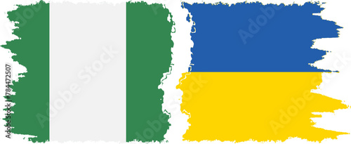 Ukraine and Nigeria   grunge flags connection vector
