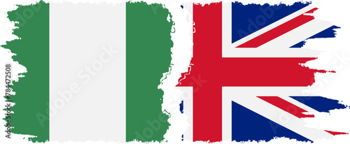 UK and Nigeria   grunge flags connection vector