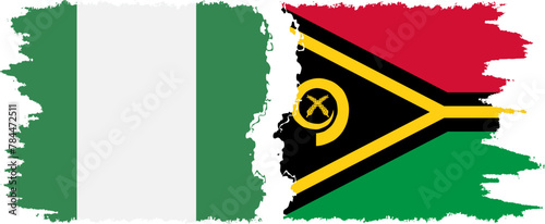 Vanuatu and Nigeria grunge flags connection vector
