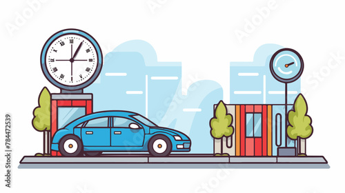 Parking time icon. Outline illustration of parking © Hyper