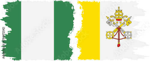 Vatican and Nigeria   grunge flags connection vector