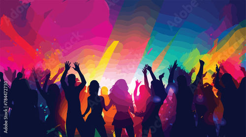 Party People Silhouettes Vector Background 2d flat