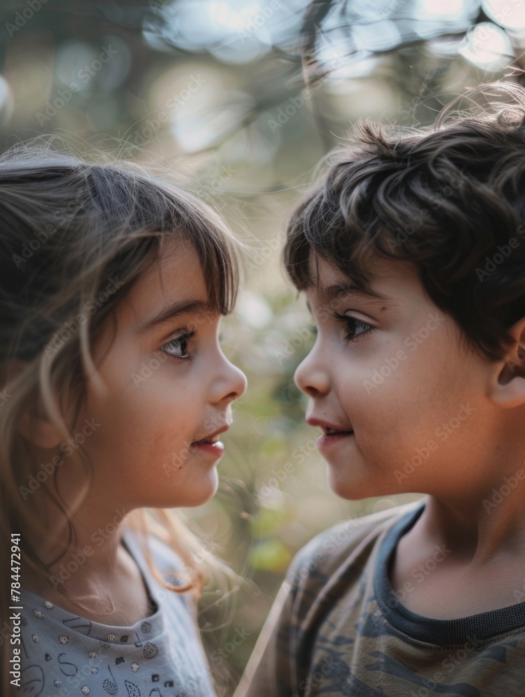 Two kids standing side by side Two kids standing side by side
