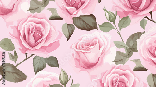 Pastel Floral Pattern Vintage Pink Roses in Waterco