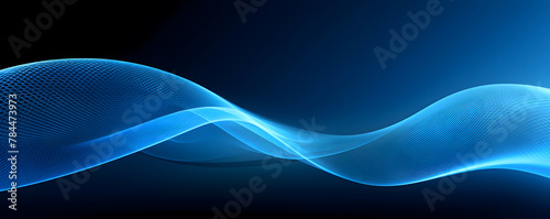 Abstract dark blue background with light waves and geometric structures. Graphical representation of the ultrasound. © Lunstream