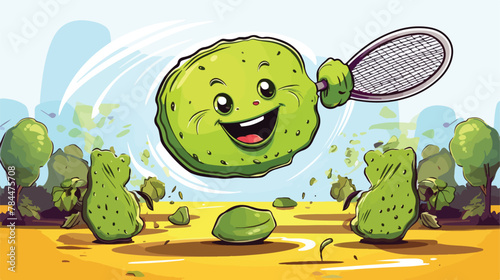 Pickleball courtl illustration 2d flat cartoon vact