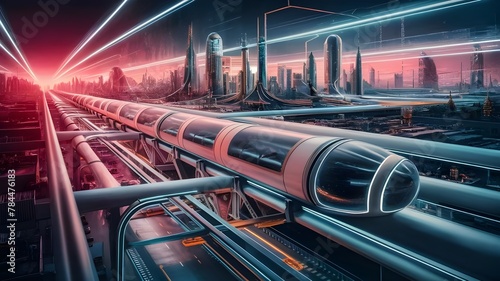 high-speed hyperloop transit network, futuristic train photo