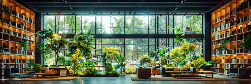 Indoor Greenhouse with a Variety of Plants, Modern and Sustainable Urban Gardening Concept