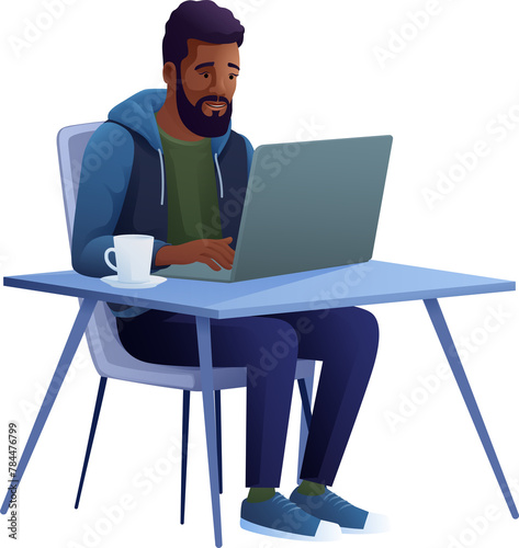 Man Using Laptop Computer C...