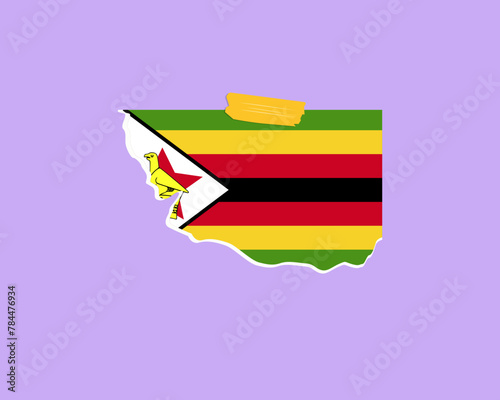 Zimbabwe flag paper texture, single-piece element, vector design