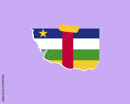 Central African R. flag paper texture, single-piece element, vector design