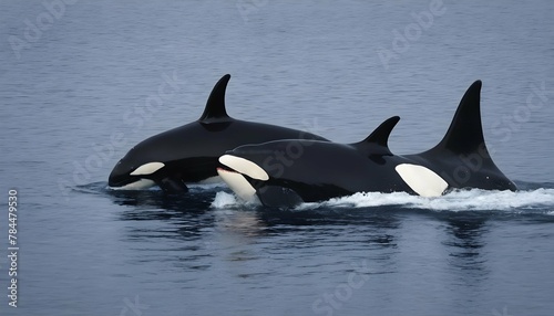 A Pair Of Orcas Hunting Together In The Deep © Kiran