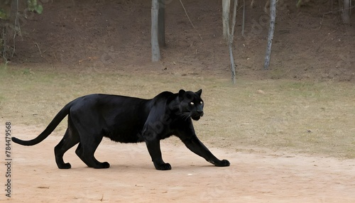 A Panther With Its Tail Held Low A Sign Of Submis