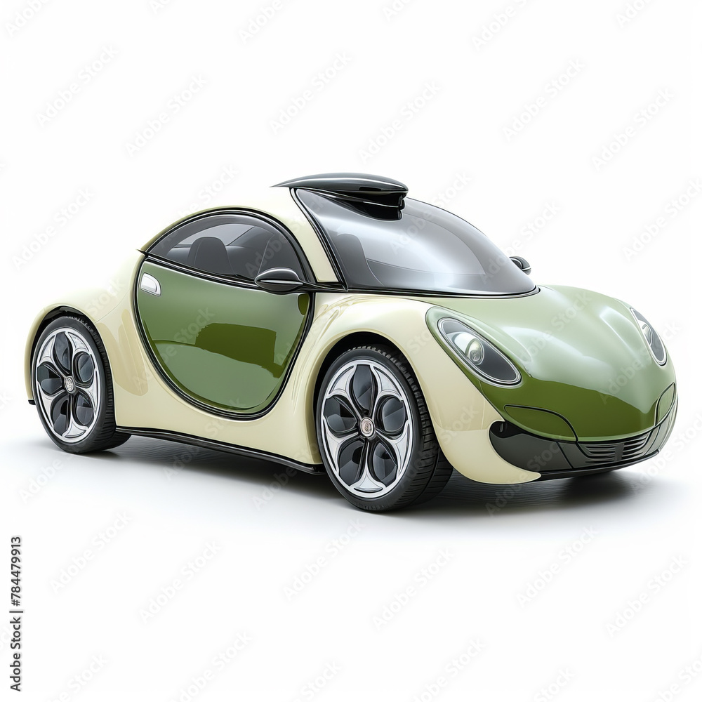 Hybrid eco car in the future isolated on white background.