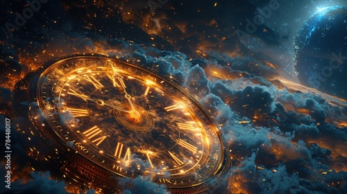 Time Travel Technology Background with the concept of Clocks and Time Machines, Can turn the clock hands. Jump into a time portal in a matter of hours. Traveling in time and space. Time travel fantasy