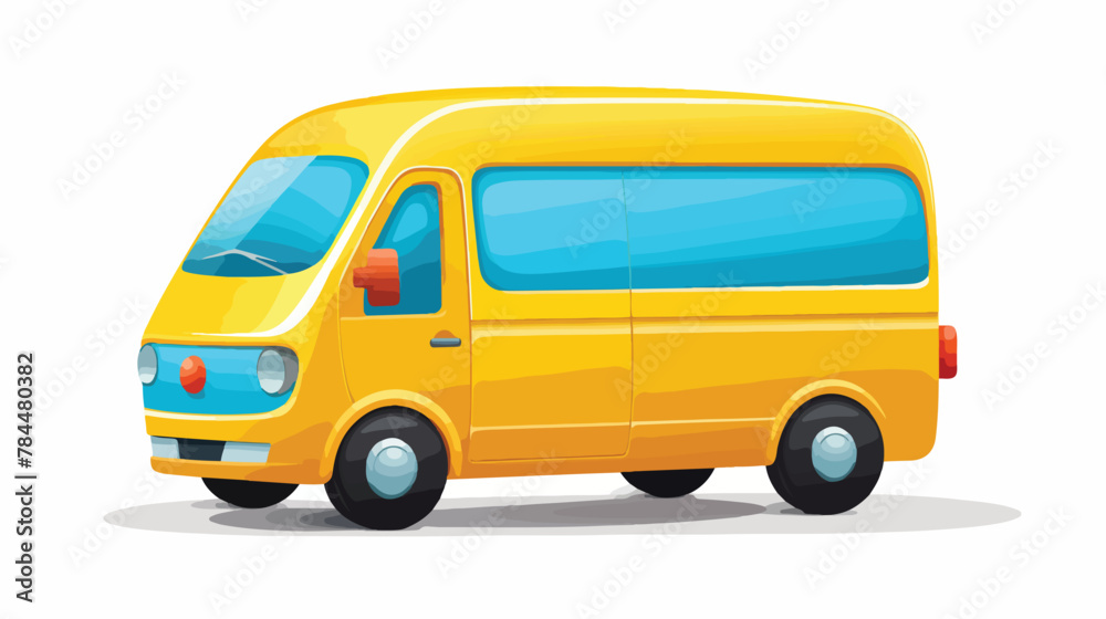 Plastic toy van isolated on white background 2d flat