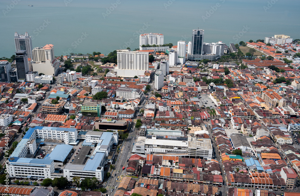Naklejka premium View the City of Georgetown on Penang Island in Malaysia Southeast Asia