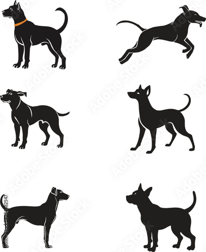  Flat design dog silhouette illustration animal vector
