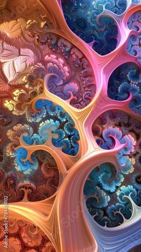 Abstract 3D fractal trees mathematical beauty