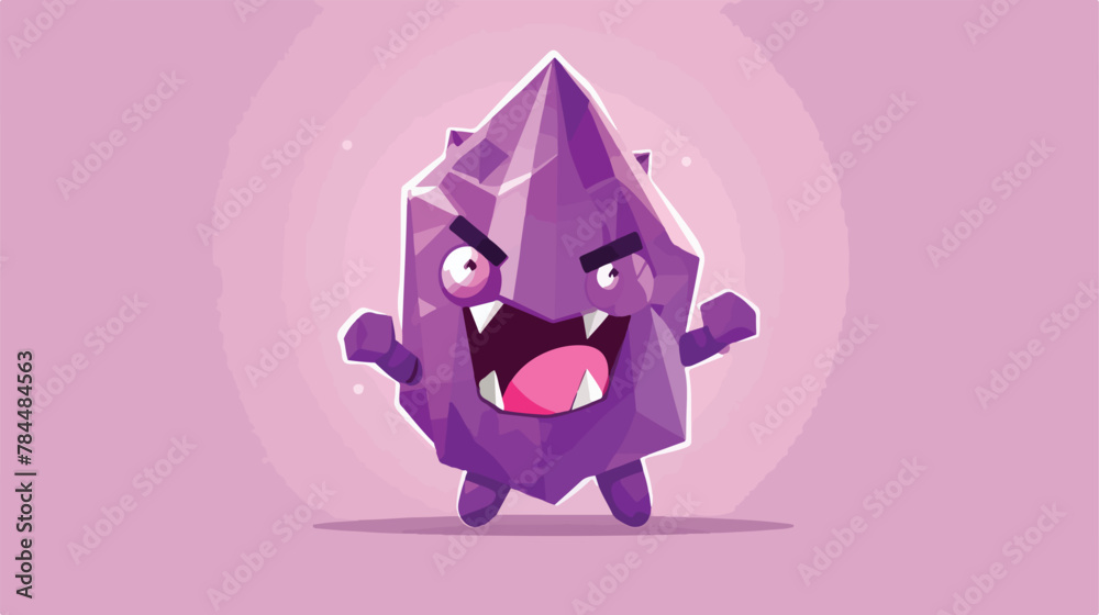 Purple crystal cartoon mascot characters 2d flat cartoon