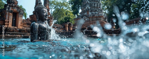Captivating image of blue water splashes during Songkran