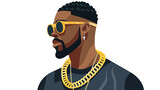Rapper gold chain icon. Flat illustration of rapper