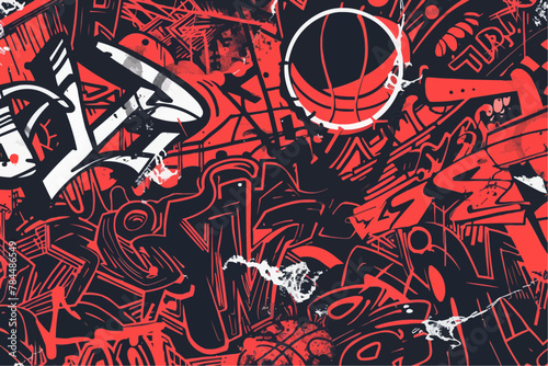 Graffiti Doodle Art on Basketball Court