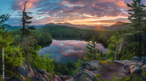 Transcendent panorama of the Majestic Natural Beauty of New Hampshire State Parks