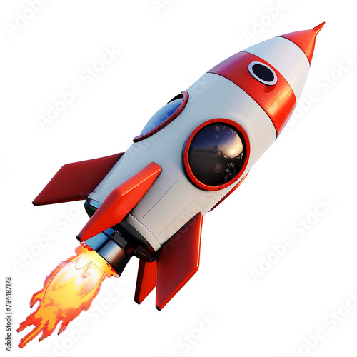 3d rendered rocket icon symbol isolated on white spaceship launch growth forward science boost