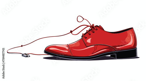 Red shoe and wire 2d flat cartoon vactor illustration