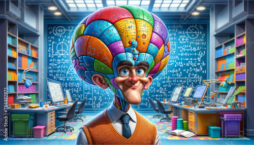 Megabrain Cartoon character. genius scientist mathematician physicist photo