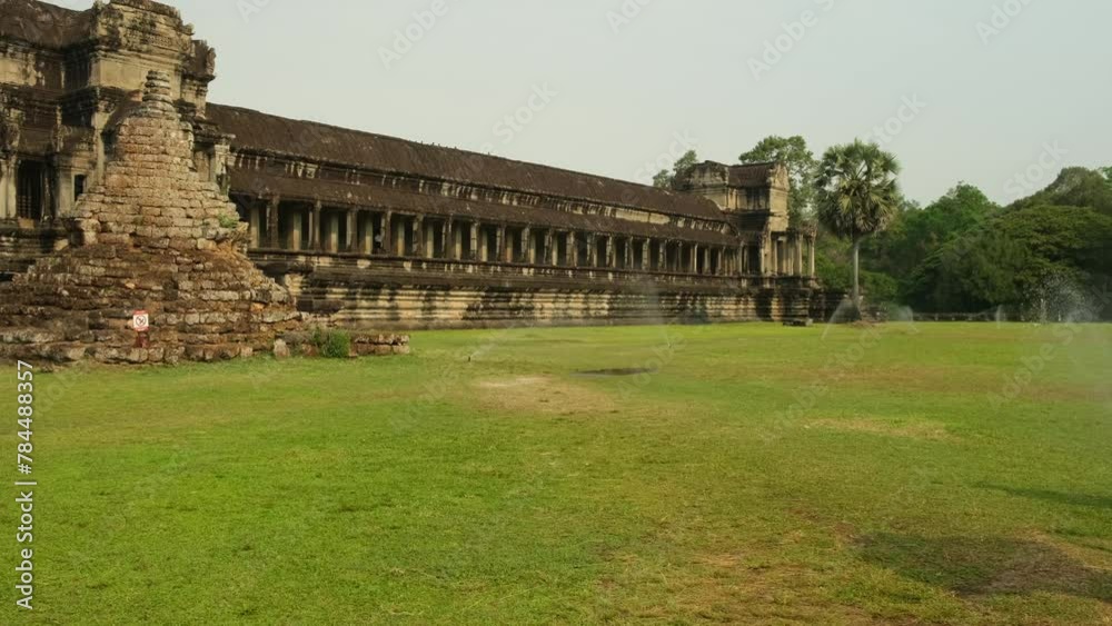 Automatic lawn watering in Angkor Wat, Cambodia Automatic lawn watering in Angkor Wat, Cambodia
