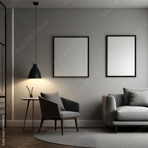 Business Room, white Wall Frame Mockup, Paper Size Mockup, Modern Home Design Interior, 3D Render