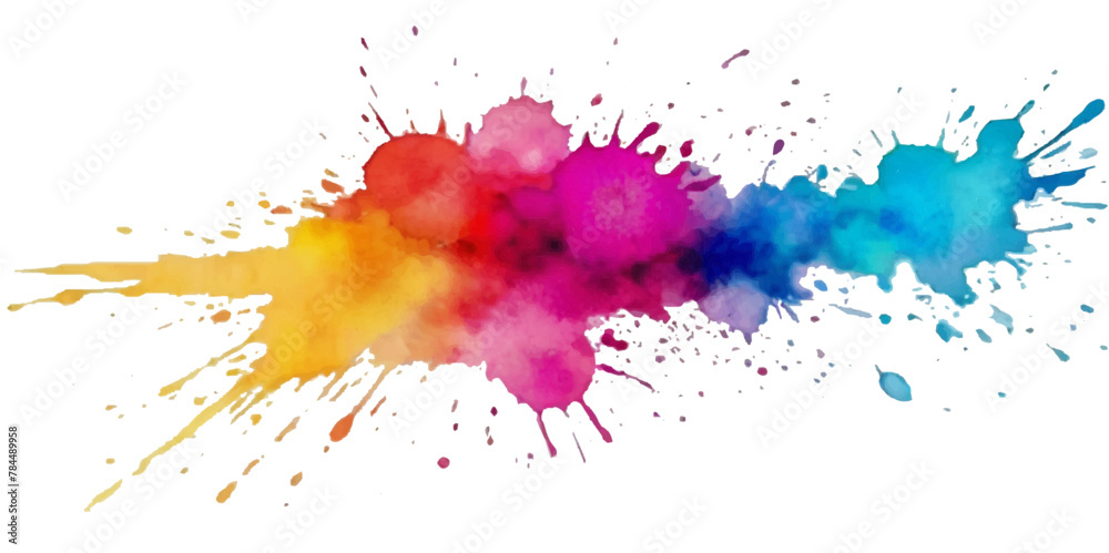 Colorful smoke rainbow painted holi fog festival background. Colorful rainbow paint color smoke cloud explosion isolated on transparent background.