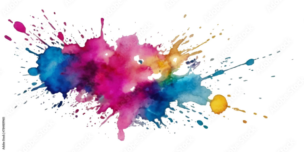 Vector abstract colorful rainbow holi paint and colorful cloud smoke powder explosion isolated on transparent wide panorama background.